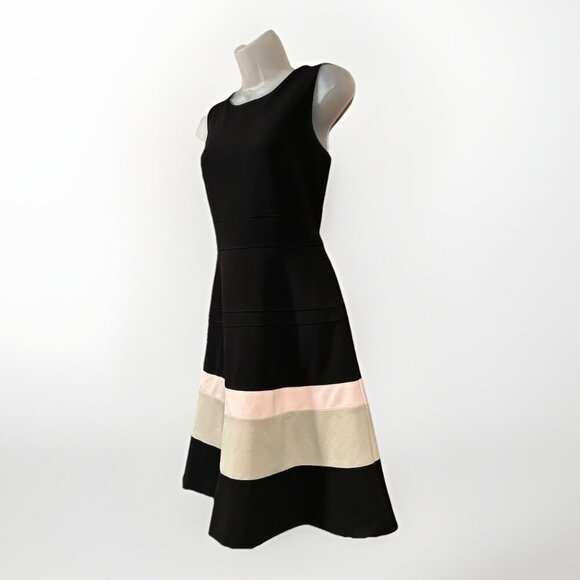 Tommy Hilfiger A-Line Dress Fit Flare Black Pink Colorblock Office Career Size 6 - Picture 3 of 9